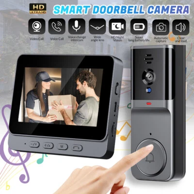 Wireless Video Door Bell Phone Intercom System Monitor Doorbell Camera Kit - Image 1 of 4