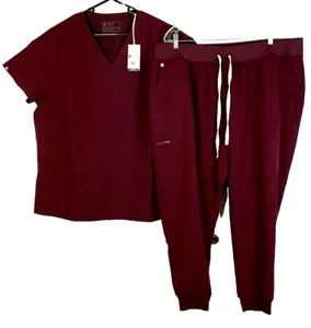 Figs Burgundy Casma Top And HW Zamora Yoga Jogger Bottoms Woman’s 4XL - Picture 1 of 10