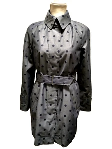 NWOT Womens Banana Republic Gray Polka Dot Cotton PU Coated Belted Trench Coat S - Picture 1 of 21