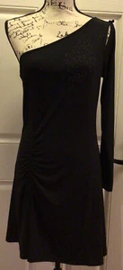 Thalia Sodi Women's  Body Central Bead Embellished One Shoulder Black Dress SZ M - Picture 1 of 4