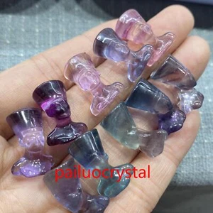 10pc Natural Fluorite Queen of Egypt Skull Mini Quartz Crystal Skull Gem Healing - Picture 1 of 9
