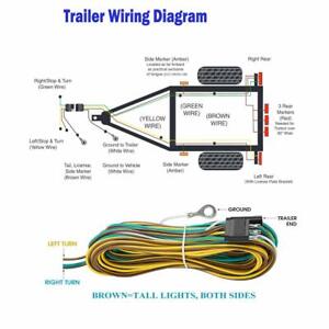 25' 4 Pin Flat Trailer Wiring Harness Kit Wishbone Style for Trailer Tail Lights