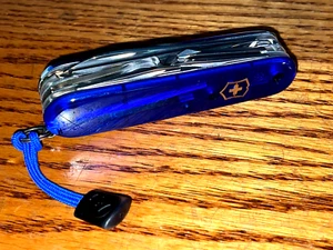 New Victorinox Swiss Army 91mm Knife: EXPLORER PLUS Translucent Blue 1.6703.T2P - Picture 1 of 9