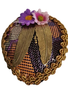 metalic TEAR DROP FASCINATOR Burlesque Steampunk 1950S VINTAGE STYLE OVAL HAT - Bild 1 von 11