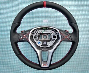 12-16 MERCEDES C W204 SLK CLS E NUOVO VOLANTE IN PELLE NAPPA ROSSO striscia/punto - Foto 1 di 13
