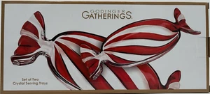 Peppermint Tray Candy Dish Crystal By Godinger Red Clear Glass 13" & 9" New NIB - Picture 1 of 7