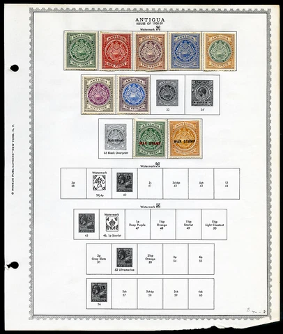 Antigua Early Mint Stamp Collection 1900s-60s on Pages Cover