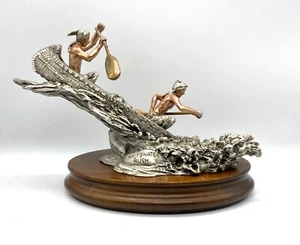 Peter Sedlow 1990 USA Pewter Figurine Whitewater Rush Indian Sculpture Figure - Picture 1 of 8
