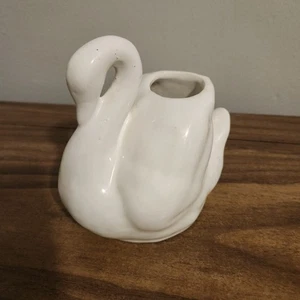 "Estatuilla cerámica cisne blanco 4,25"" maceta/jarrón decoración del hogar"  - Imagen 1 de 5