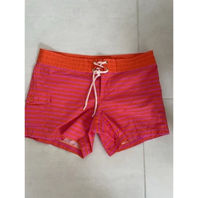 J. Pantalones cortos de natación Crew para mujer talla 4 cuerdas bolsillos a rayas trajes de baño naranja rosa Foto 1 de 4