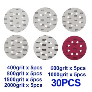 Sanding Discs Sandpaper 30 Pcs/Set 400-2000 Grit 8 Hole Silicon Carbide - Picture 1 of 12
