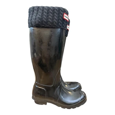 Hunter Original Tall Gloss Rain Boot With Fleece Liner Women size 9 - Image 1 of 4