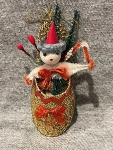 Vintage Weihnachten, Schneemänner Bäume Ornamente Japan Karton Schuh Glitzer 3,5" - Bild 1 von 8