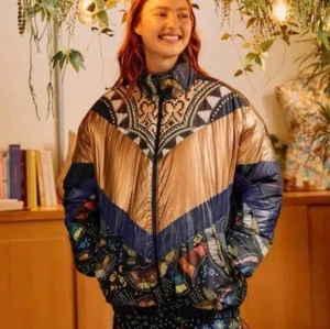 NEW Size Medium Farm Rio Borogodo Black Reversible Metallic Puffer Jacket - Picture 1 of 12