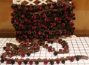 Pom Pom Bobble Trim Curtain Tassel Fringe Sewing Fabric Trim Maroon Brown BTY - Picture 1 of 5