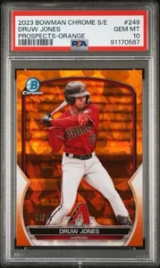 2023 Bowman Chrome Sapphire Druw Jones Orange Refractor /75 PSA 10 Gem Mint - Picture 1 of 2