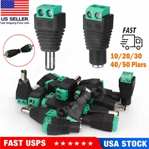 20 Pairs Male Female DC Power Jack Connector Plug 2.1 x 5.5mm for Audio CCTV LED - Picture 1 of 8