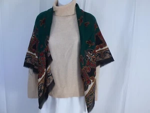 CHARTER CLUB Green Red Black Ivory Paisley Wool Scarf - Picture 1 of 7