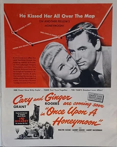 1942 Once Upon a Honeymoon Film Druck Anzeige Radio Stadt Cary Grant Ginger Rogers - Bild 1 von 1