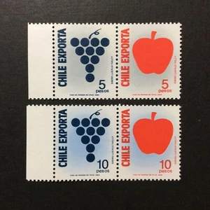 BroadviewStamps Chile #862a, 864a pairs. MNH VF. Margin has been folded at perf - Picture 1 of 2