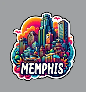 Memphis Tennessee Fridge Magnet or Laptop Sticker - Picture 1 of 19