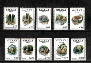 Ghana 1992 - Shells - Set of 10 Stamps - Scott #1465-9A - MNH - Picture 1 of 1