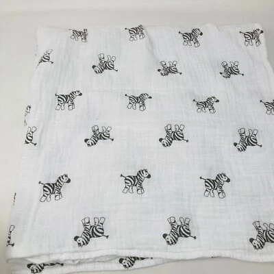 Детское одеяло пеленальное муслиновое 34x34 дюйма черно-белое зебра зоопарк дизайн сафари хлопок - Изображение 1 из 4