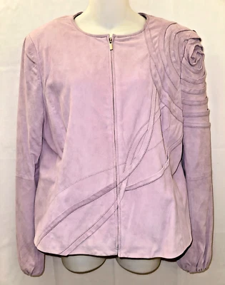 ELLEN TRACY Stunning Lilac Pale Purple Lightweight Suede Jacket Size 14 NEW - Image 1 of 4