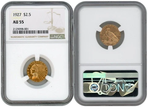1927 GOLD INDIAN HEAD PENNY $2.5NGC AU 55 E8 Cover