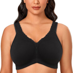 34-52 A-GG Women's Wireless Cotton Plus Size Bra Sexy Unlined Full Coverage Bras