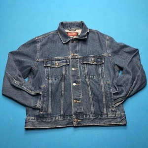 Wrangler Hero Jean Jacket Mens Medium Blue Heavy Denim Cotton Truckers Button - Picture 1 of 5