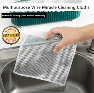 Multipurpose Wire Miracle Cleaning Cloths Double Layer Wet Dry Dishwashing Rags - Picture 1 of 6