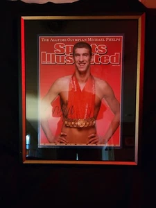 *Autographed* Michael Phelps Sports Illustrated 18x23 Poster w/COA *Framed* - Picture 1 of 5