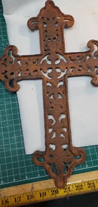 Vintage Metallguss Kreuz 17 1/2" x 12 1/2" Top Zustand - Bild 1 von 7