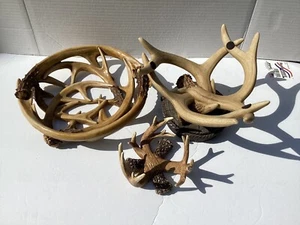 Faux Deer Antler Art Decor Bowls Set of 3 Hunting Cabin Rustic - Picture 1 of 7