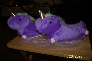 Womens Purple Unicorn Rainbow Colors Light-Up Slippers - Brand New! - Picture 1 of 8