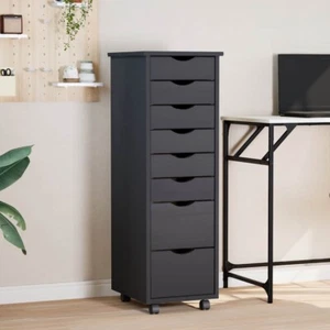 vidaXL Rolling Cabinet with Drawers MOSS Grey Solid Wood Pine - Picture 1 of 10