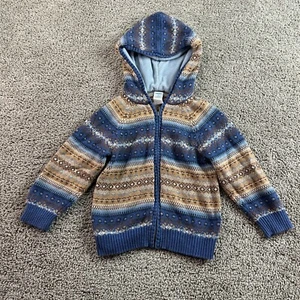 Gymboree Nordic Hoodie Girls 4T Toddler Blue Brown Fair Isle Full Zip Kids - Picture 1 of 9