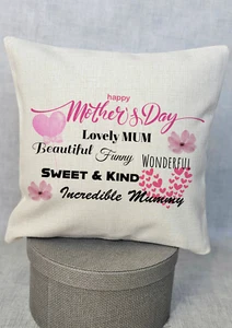 Personalised Best Mum cushion cover Happy Mothers day Best Mummy Godmother - Picture 1 of 4