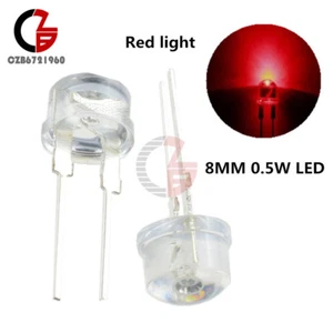 20PCS Red Light 8mm 0.5W Straw Hat Fog Transparent LED High-Power Emitting Diode - Picture 1 of 7