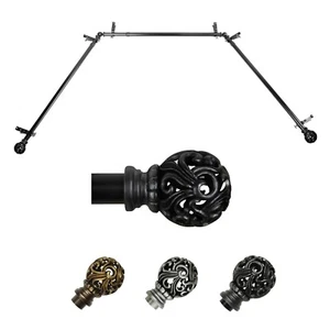 Baroque 13/16" Bay Window Curtain Rod 20"-36", 38"-72", choose from 3 colors - Picture 1 of 7