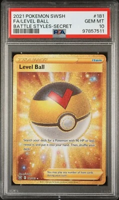 Pokémon Level Ball Gold Secret Rare Battle Styles 2021 181/163 PSA 10 - Image 1 of 2