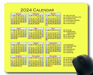 Calendar 2024 Year Mouse Pad,Pink Mouse Pad with Stitched Edge - Picture 1 of 37
