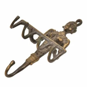 New Handmade Brass Tribal Serpent Goddess Wall Hooks Hangers Holders 1 Piece - Picture 1 of 2