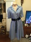 Genuine Vintage 60’s John Hilton Blue Sack Dress Short Sleeves Size 12-14