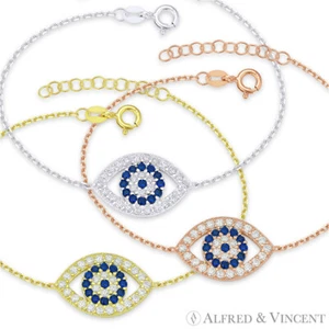 Mal de Ojo Pulsera de Plata Esterlina .925 Nazar Griego Nazar Turco Hamsa Cabalá - Imagen 1 de 4