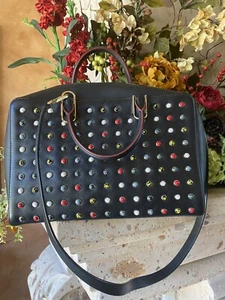 CH CAROLINA HERRERA BLACK ROYAL DUKE STUDDED HANDBAG - Picture 1 of 12