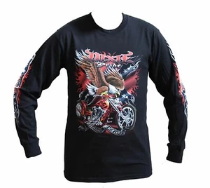 DIXIE PRIDE FREEDOM TO RIDE BLACK MOTORCYCLE FULL SLEEVE T-SHIRT ALL SIZES - TH3 - Picture 1 of 3
