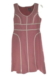 Adrianna Papell Guave Punkte Gr. 8 rosa weiß Paspel U-Ausschnitt Struktur Strickkleid $ 120 - Bild 1 von 6