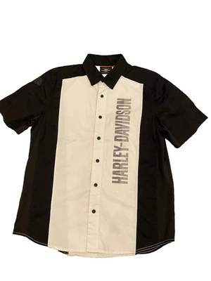 Men Harley Davidson Black/White Button Down Shirt Size Large - Image 1 of 4